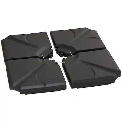 Front. Outsunny - 4 Pieces Patio Umbrella Base, Outdoor Cantilever Offset Umbrella Weights w/ U-Locking, 123 lb. - Black.