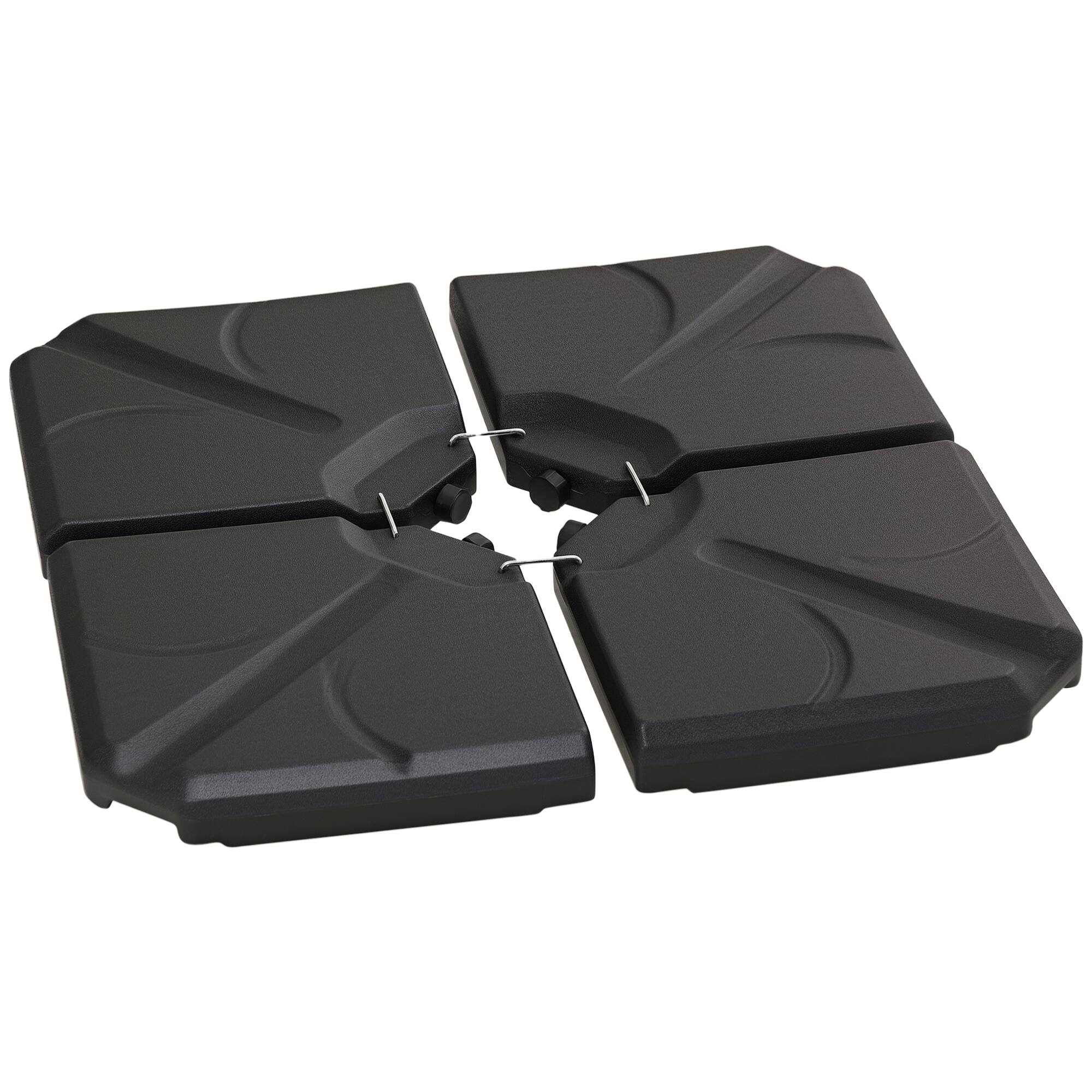 Front. Outsunny - 4 Pieces Patio Umbrella Base, Outdoor Cantilever Offset Umbrella Weights w/ U-Locking, 123 lb. - Black.
