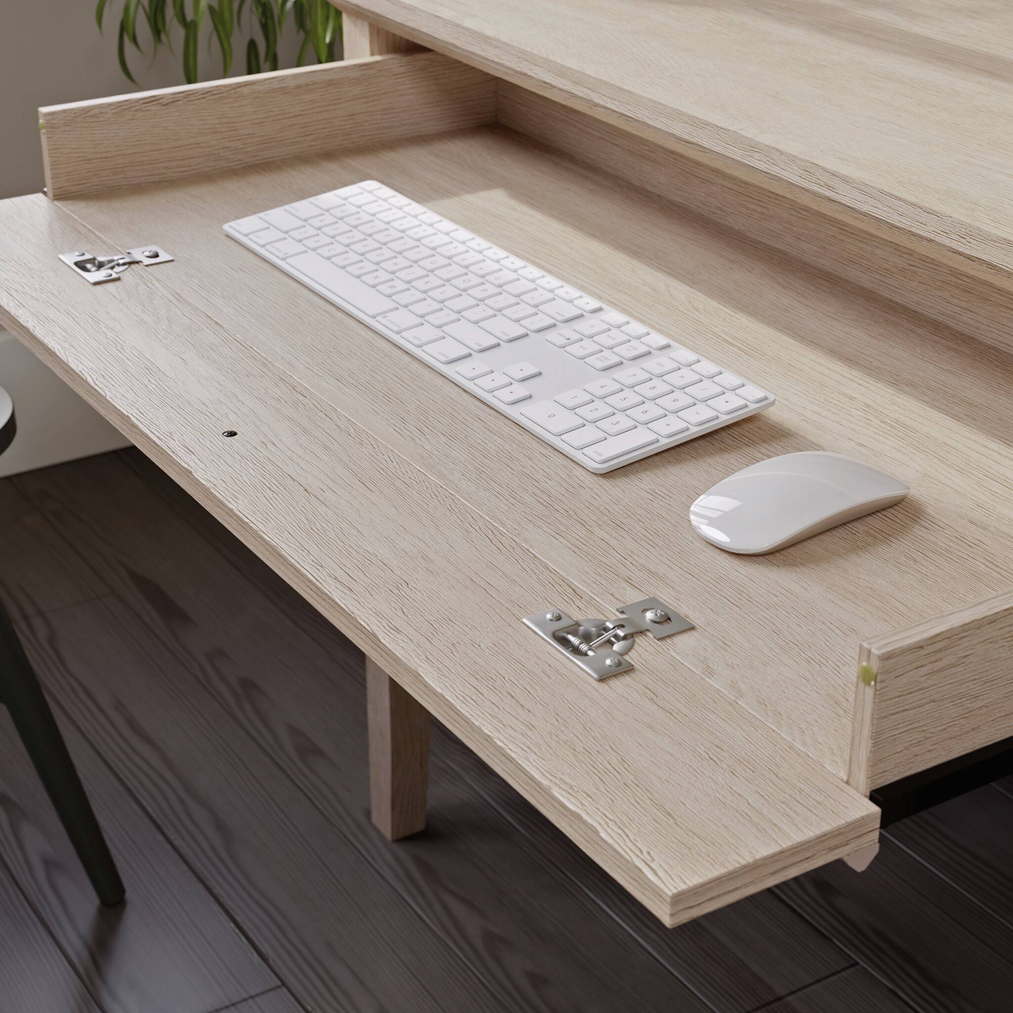 Alt View 6. Spaco - 54x24" Oak Computer Desk, Keyboard Tray and Drawers, Small Space Solution - Brown.