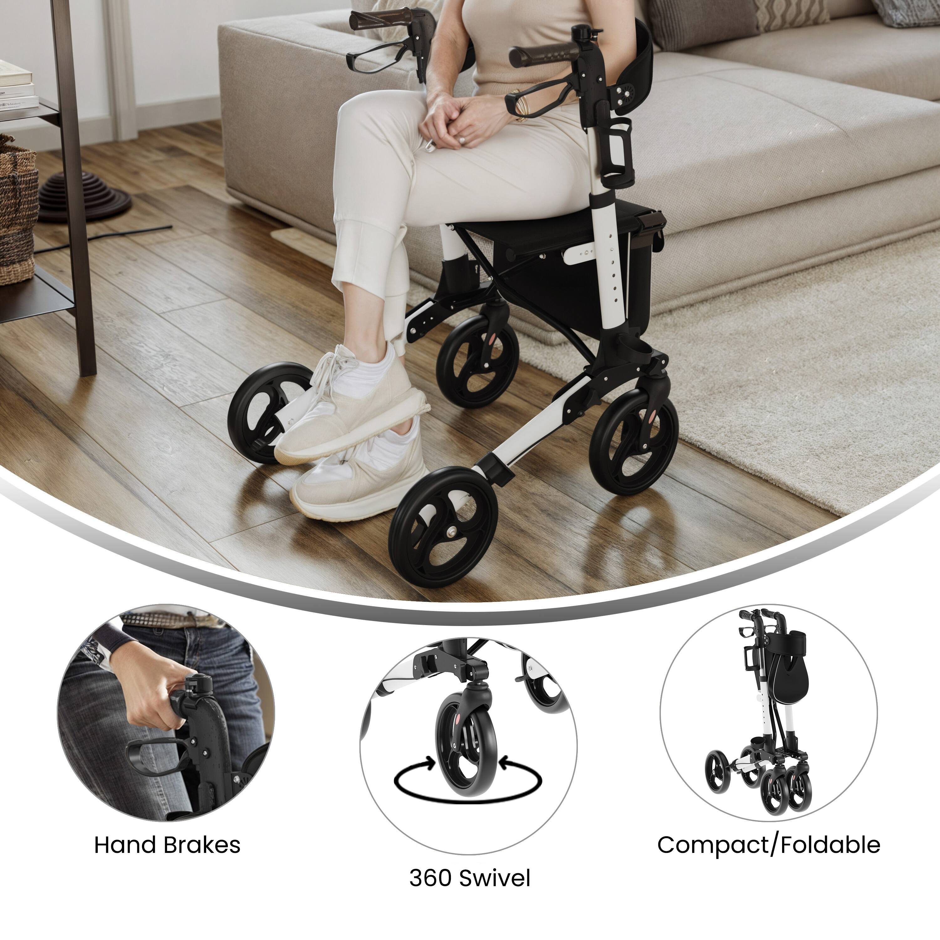 Hand Brakes  
360 Swivel  
Compact/Foldable