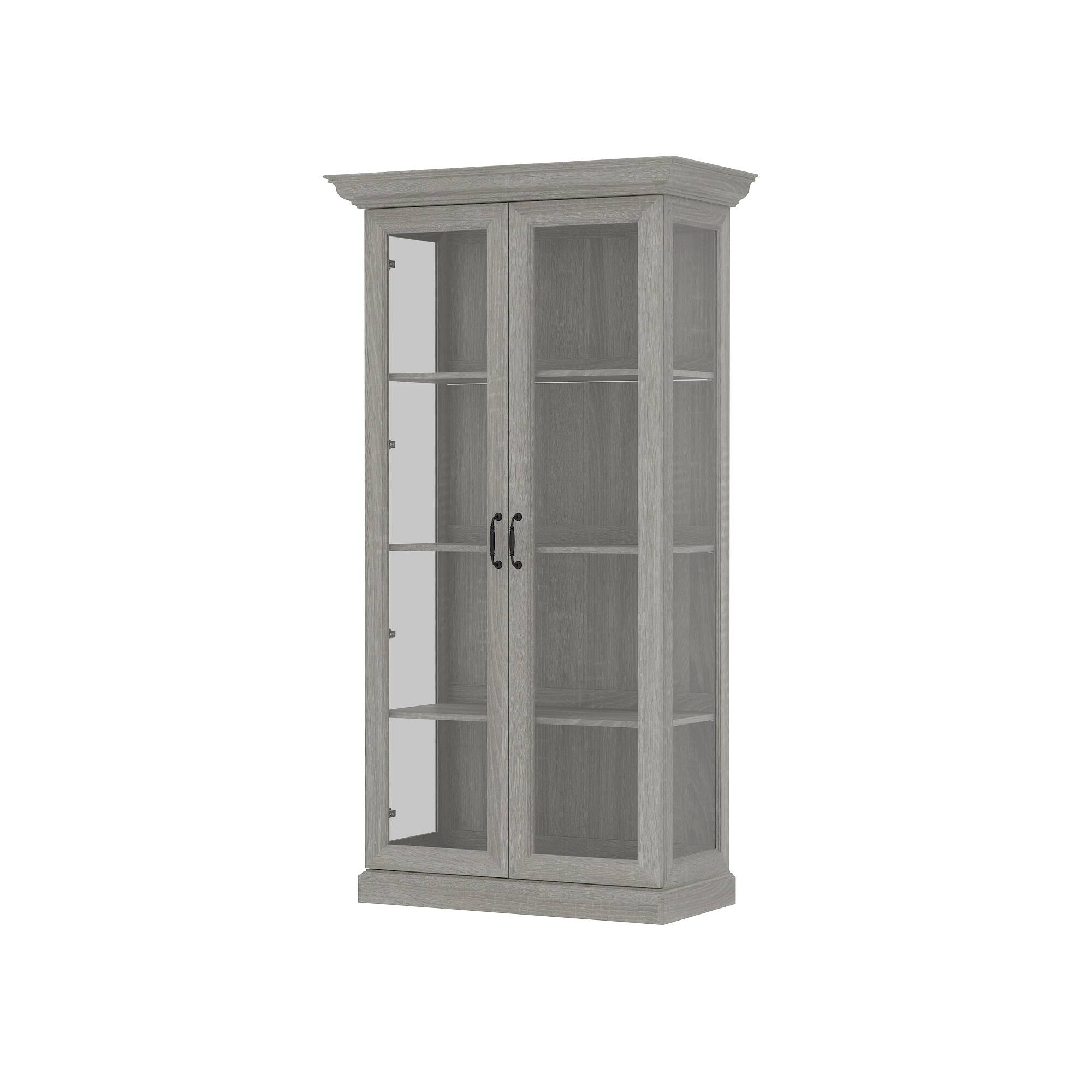 Left. Famapy - Famapy Classic Tempered Glass - Door Display Cabinet with Anti - Tip Safety - Gray.