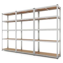 Costway - 3 PCS 5 Tier Adjustable Garage Shelving Unit with 2000 lbs Max Load for Warehouse - Silver