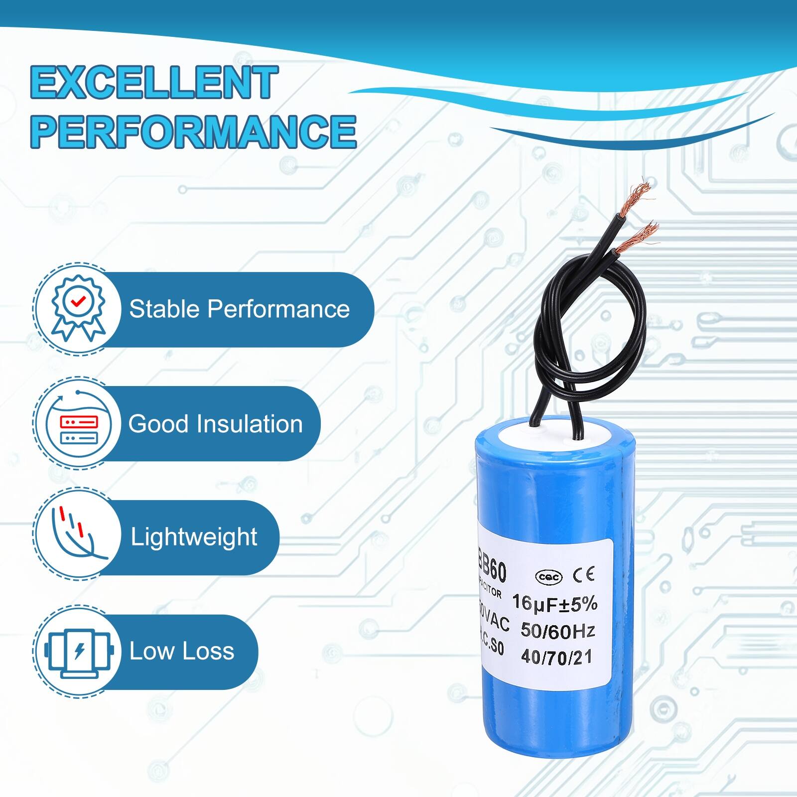 EXCELLENT PERFORMANCE

- Stable Performance
- Good Insulation
- Lightweight
- Low Loss

8B60 cGc CE BSTOR WAC 16F5% 50/60Hz C.S0 40/70/21