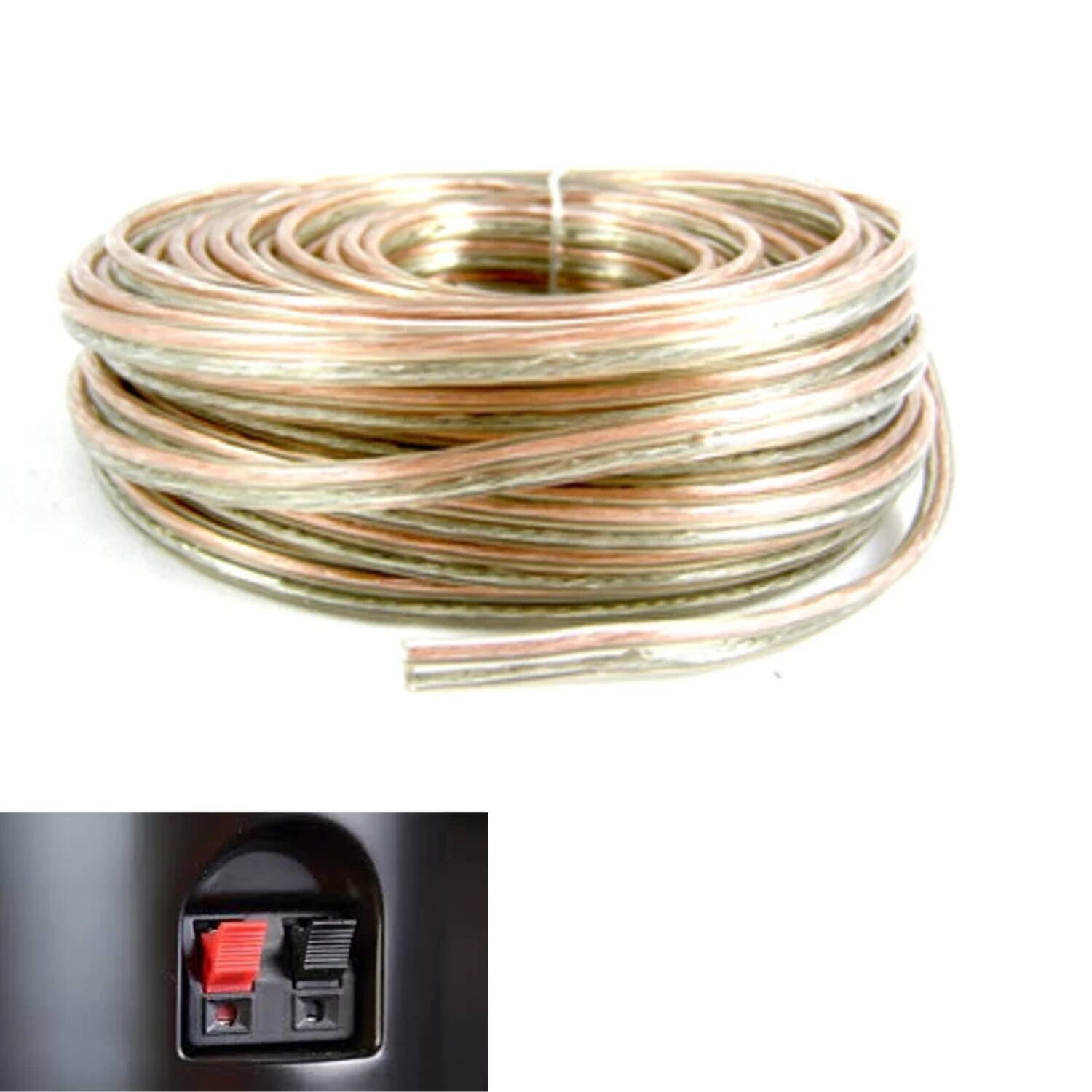 Back. Home Collection - 50 FT 18 Gauge Speaker Wire Audio Cable for Home Theater - GOLD.