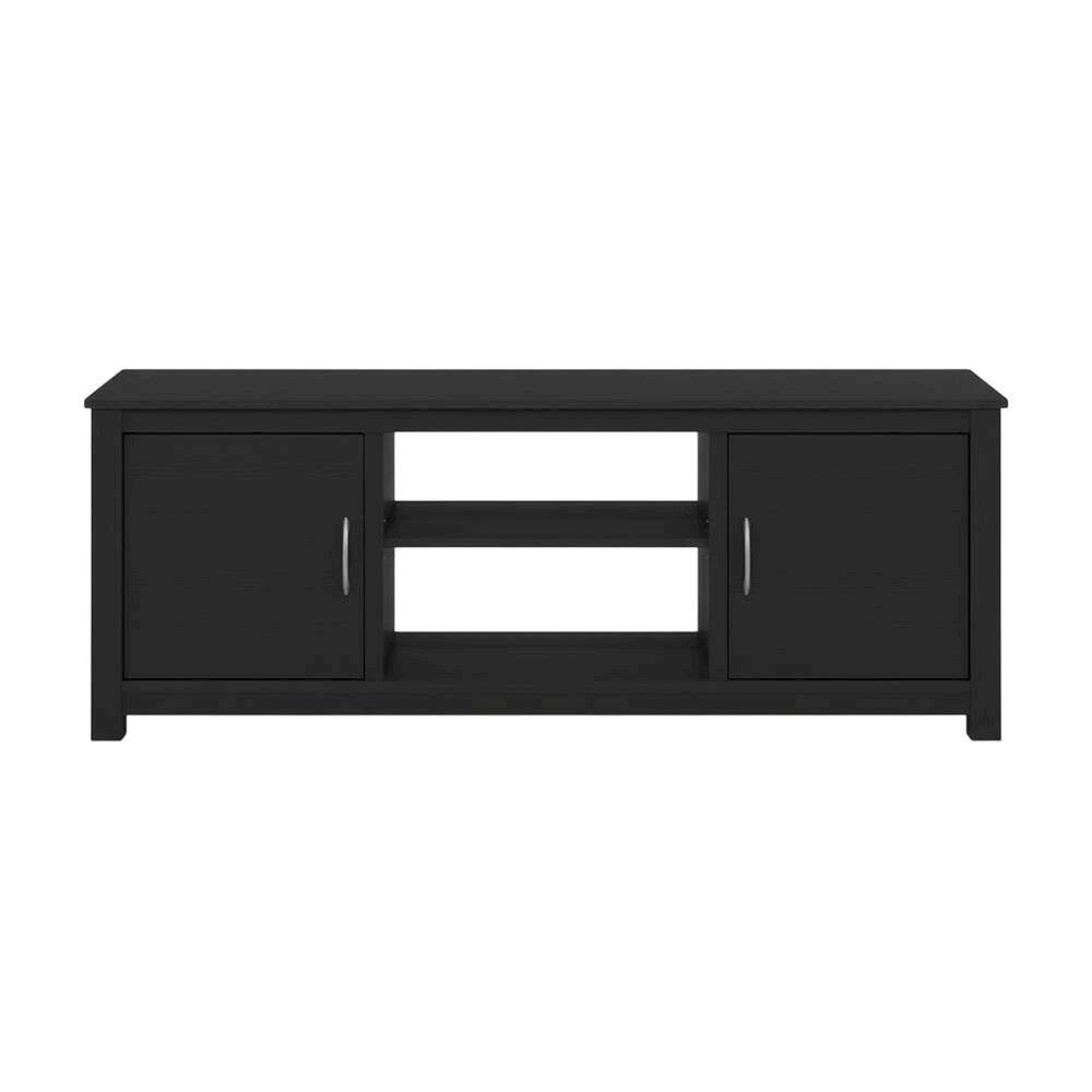 Alt View 3. FurniFact - Wooden TV Stand for 65 Inch Screens with Storage and Modern Design - Black.