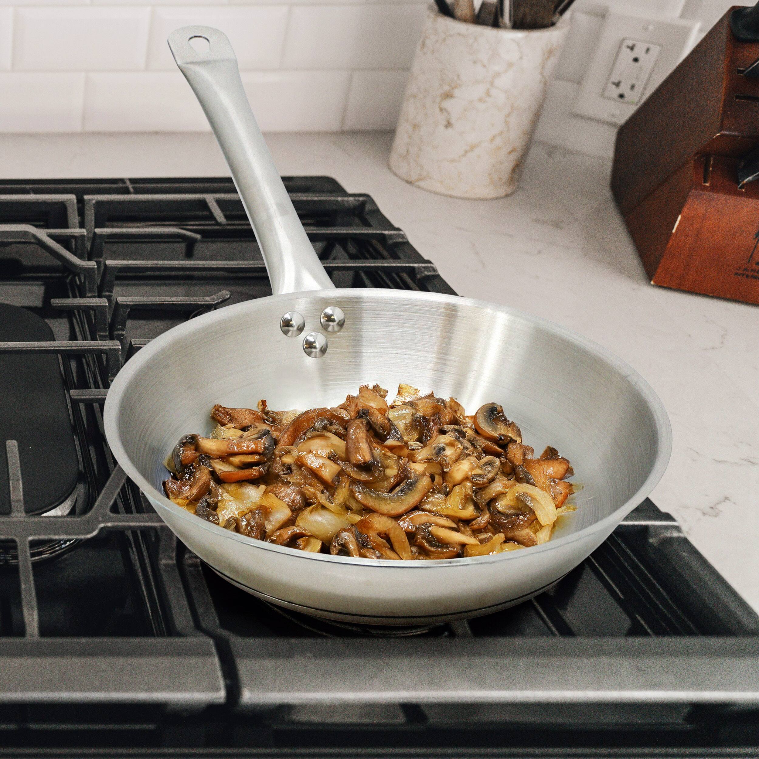 Alt View 5. MegaChef - MegaChef Professional Kitchen 11 Inch Round Stainless Steel Fry Pan in Silver - Silver.