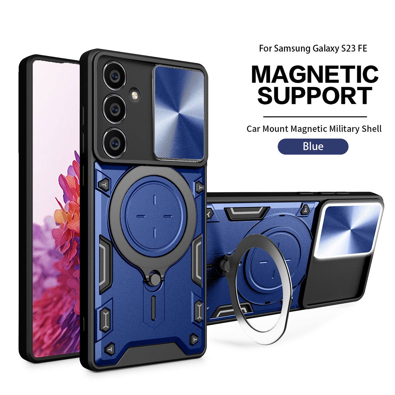 Reiko - Tpu Pc Shockproof Magnetic Phone Case For Samsung Galaxy S23 Fe In - Blue