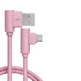 Kitcheniva - 90 Right Degree Angle Fast Charge Micro USB Cable Power Sync L Shape Cord 10ft Pack Of 2 - Pink