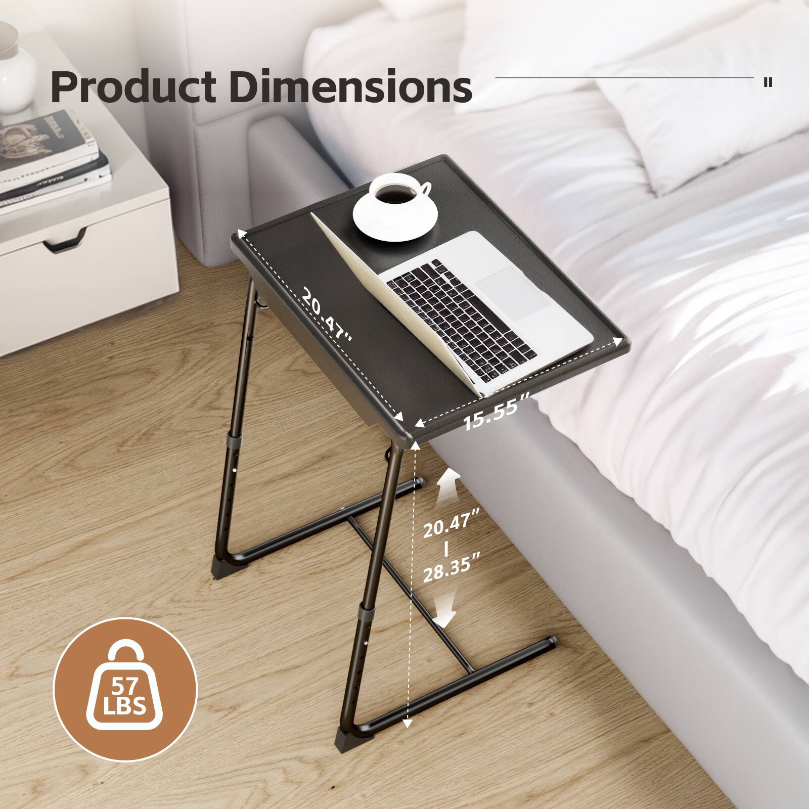 Product Dimensions

- Width: 20.47"
- Depth: 15.55"
- Height: 28.35"
- Weight Capacity: 57 LBS