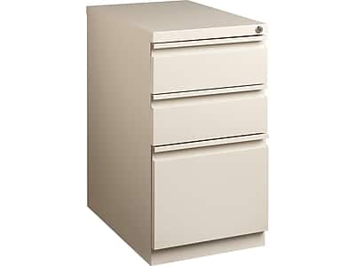 Front. Staples - 3-Drawer Mobile Vertical File Cabinet, Letter Size, Lockable, 27.75"H x 15"W x 20"D - Putty.