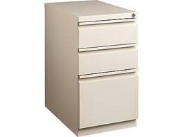 Staples - 3-Drawer Mobile Vertical File Cabinet, Letter Size, Lockable, 27.75"H x 15"W x 20"D - Putty
