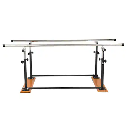 Front. Viva Comfort - 350 lbs. Capacity 7 ft. Heavy-Duty Steel Foldable Parallel Bars for Physical Therapy - Matte Black.