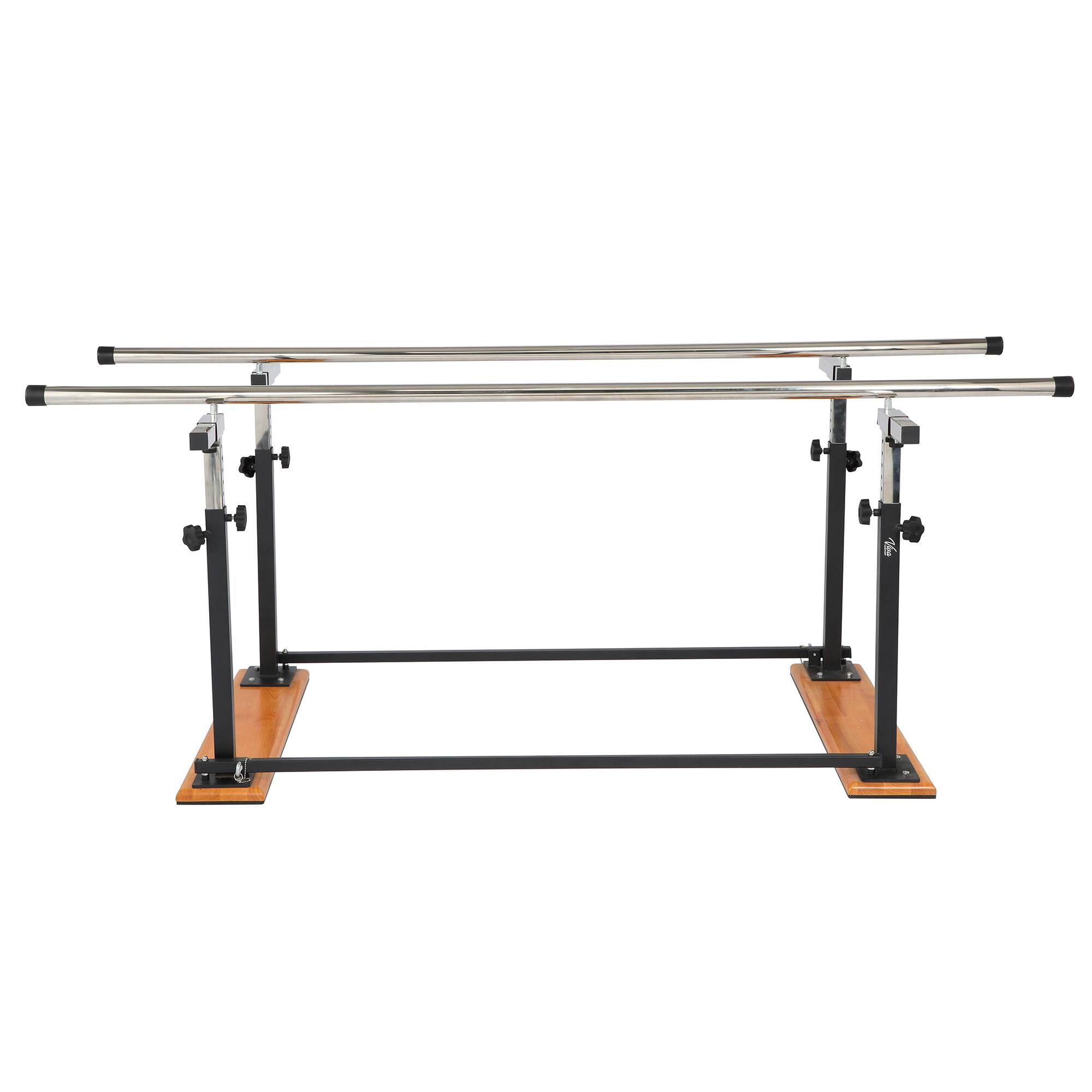 Front. Viva Comfort - 350 lbs. Capacity 7 ft. Heavy-Duty Steel Foldable Parallel Bars for Physical Therapy - Matte Black.