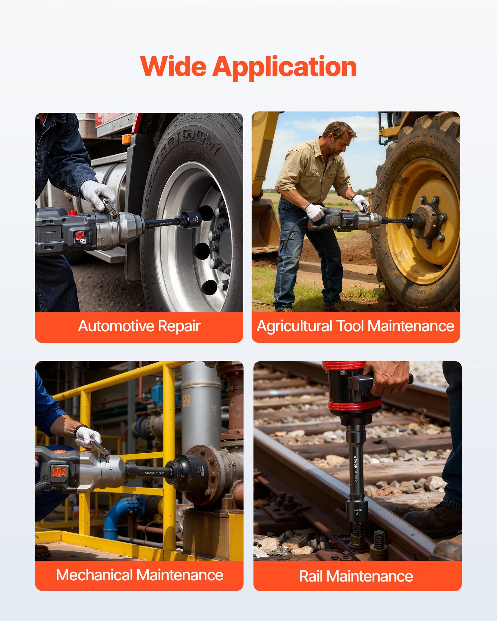 G - + Wide Application  
IDTE  
: S CiRst  
Automotive Repair  
Agricultural Tool Maintenance  
ID a 201  
Mechanical Maintenance  
Rail Maintenance