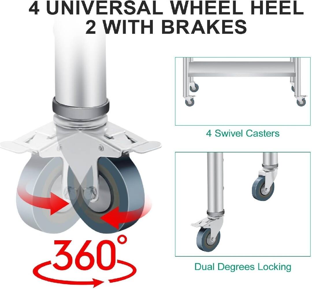 4 UNIVERSAL WHEEL HEEL 2 WITH BRAKES

4 Swivel Casters

360°

Dual Degrees Locking
