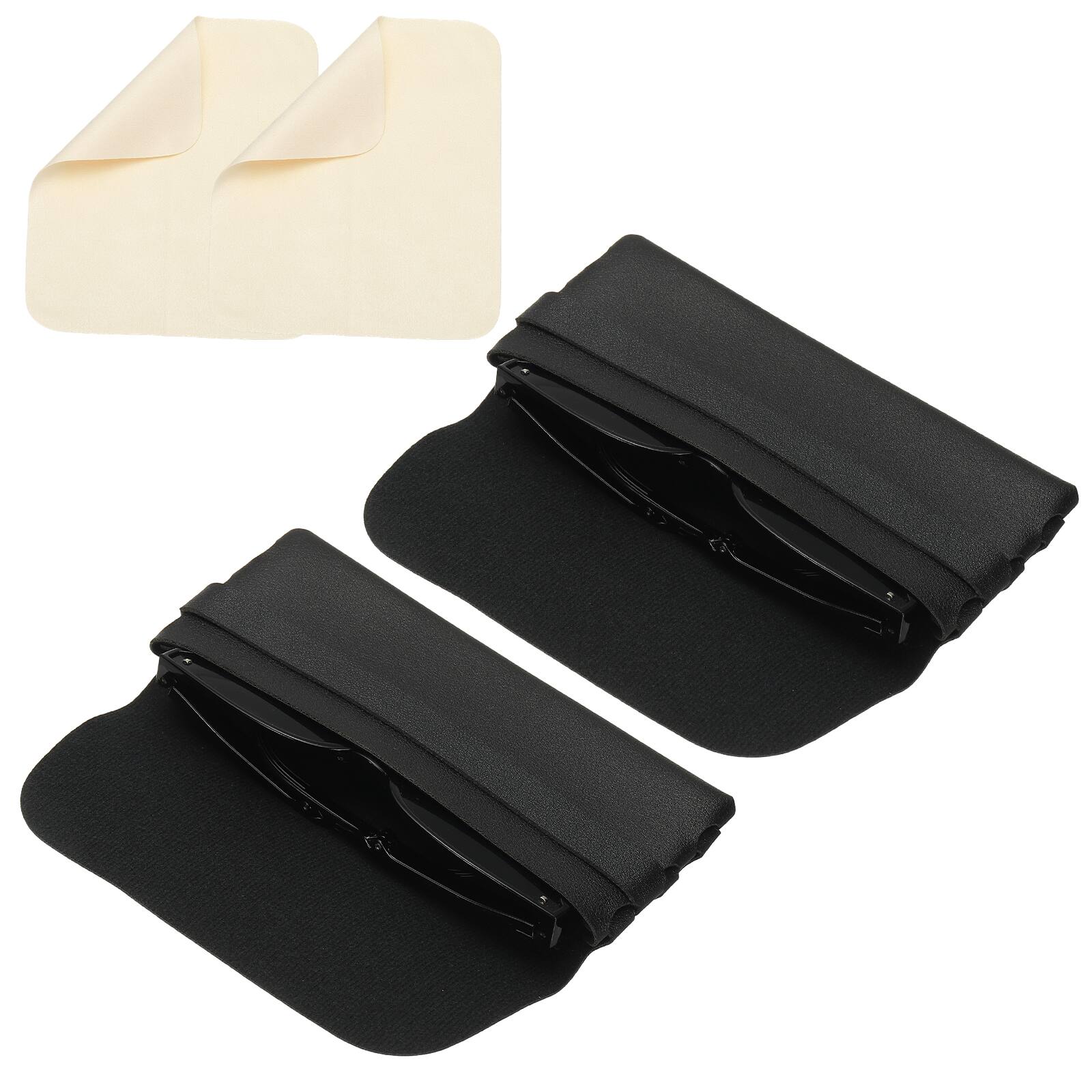 "Unique Bargains - 2pcs Soft Leather Eyeglass Case 6.7x3.1x1"" Reading Pouch with Cleaning Cloth - Black" price history on PriceWatchPro