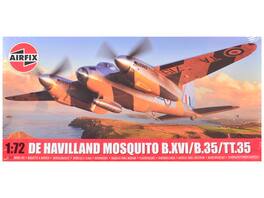 Level 2 Model Kit of De Havilland Mosquito B.XVI/B.35/TT.35 Aircraft with 3 Scheme Options 1/72 Plastic Kit by Airfix
