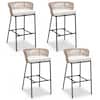 Front. Gymax - Gymax Outdoor Bar Stools Set of 4 w/Cushions & Backrests for Balcony Garden Poolside - Beige.