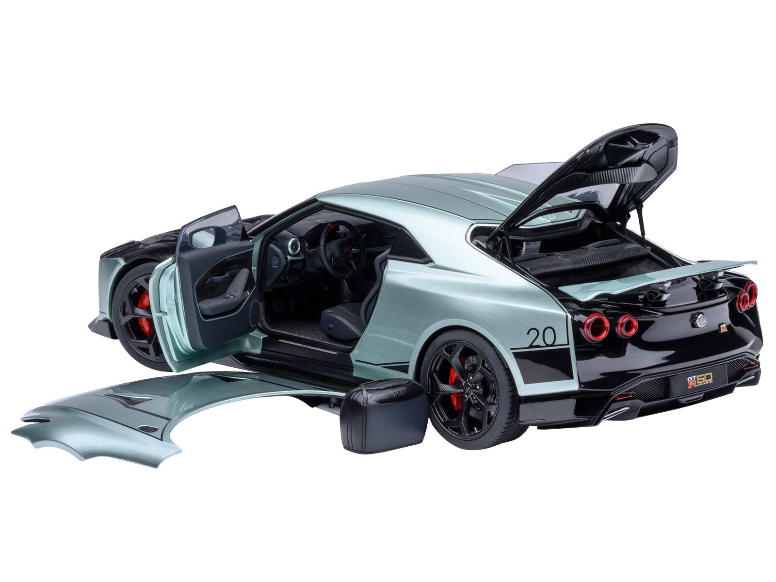 Angle. Autoart - Nissan GT-R50 By ItalDesign Green Metallic and Black 1/18 Model Car by Autoart - Green Metallic and Black.