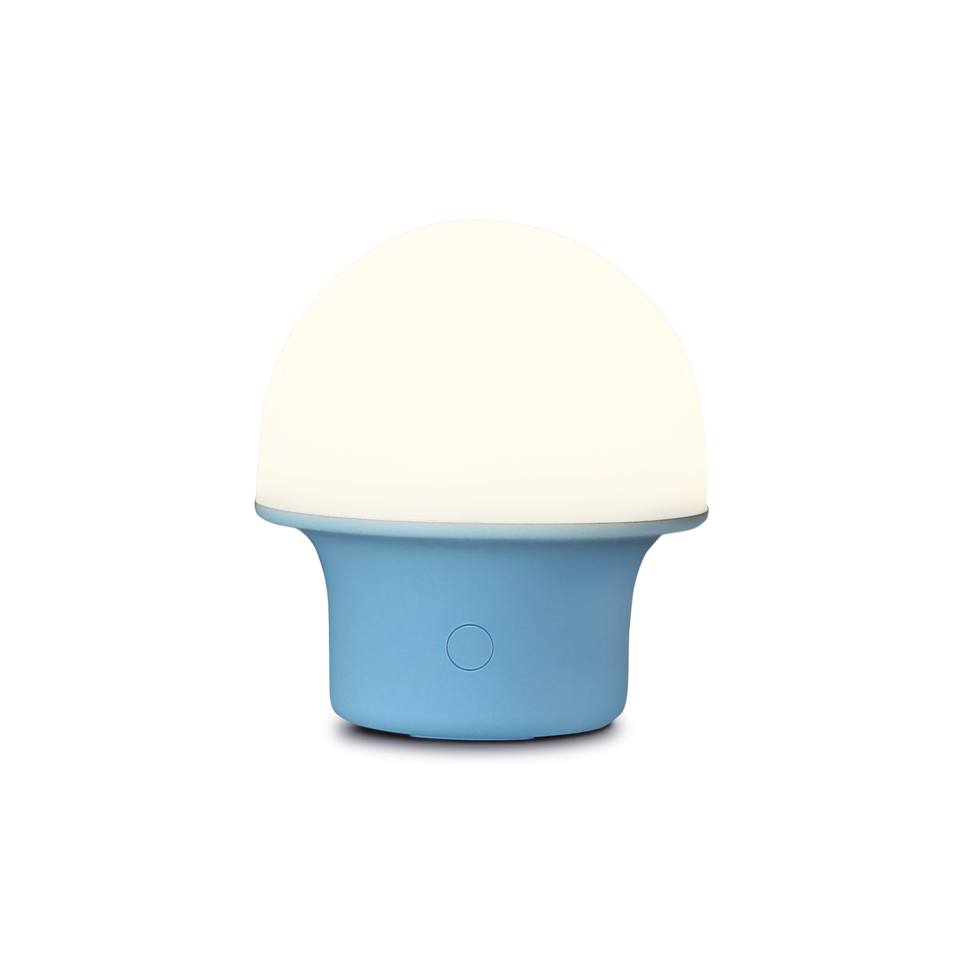 Front. Brightech - Portobello LED Modern Industrial Round Dome Dimmable Cordless Portable Indoor Outdoor Rechargeable Camping Desk Lamp - Matte Blue.