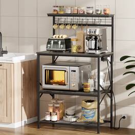 Furnulem - 315 Inch Iron Standard Baker’s Rack with Microwave Compatibility for Kitchen - Gray