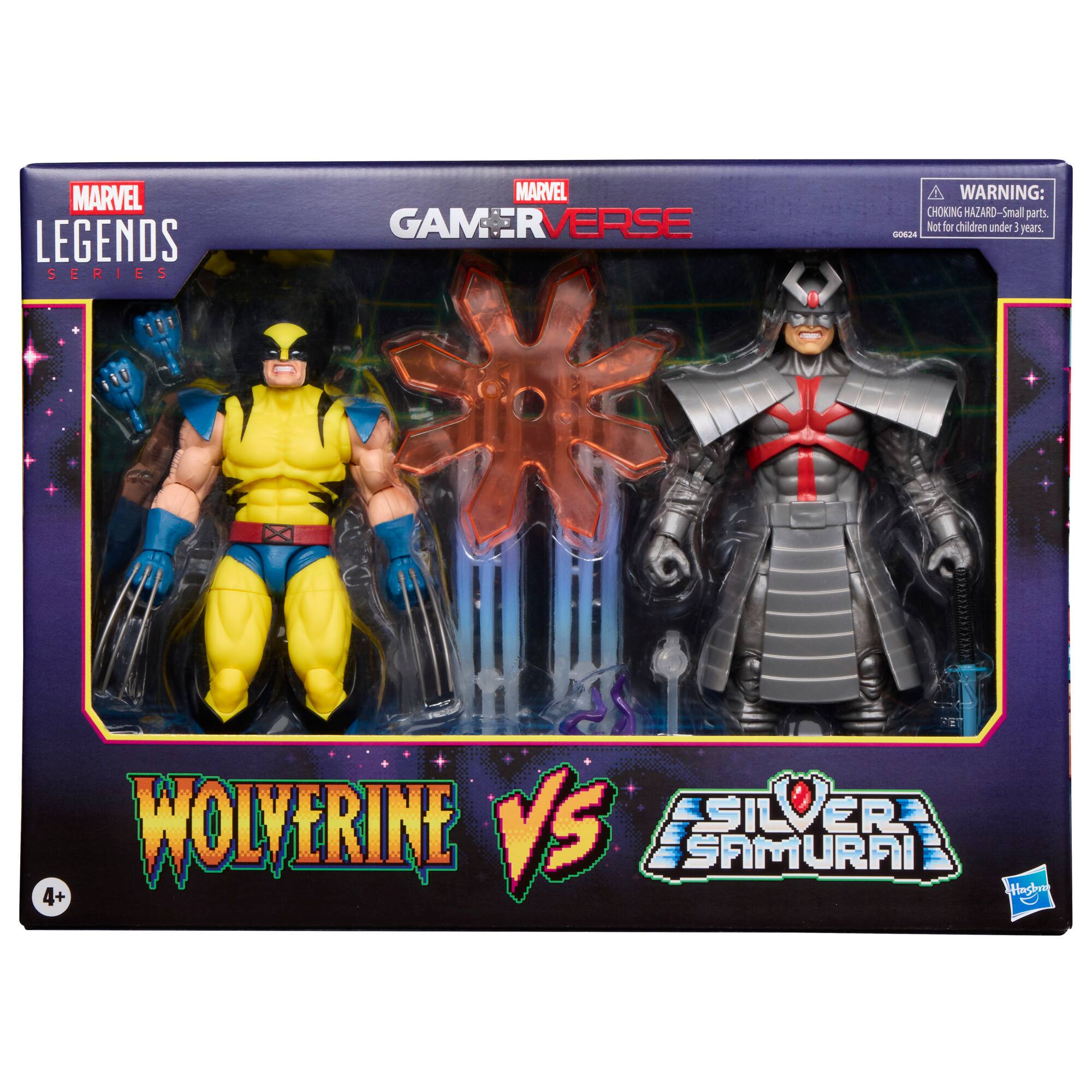 MARVEL LEGENDS SERIES  
MARVEL GAMERVERSE  

WARNING: CHOKING HAZARD - Small parts. Not for children under 3 years.  

WOLVERINE VS SILVER SAMURAI  

4+