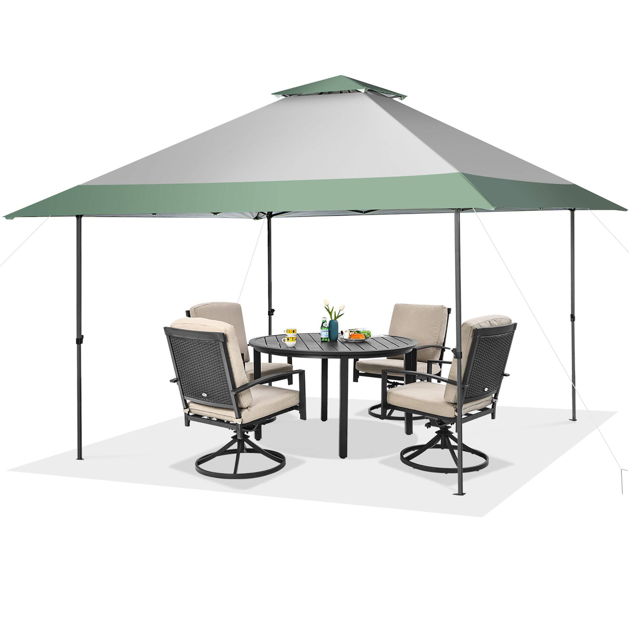 Alt View 1. Gymax - Gymax 13'x13' Outdoor Patio Pop Up Canopy Tent Sun Protection w/ Wheeled Bag Green & Grey - Green, Grey.