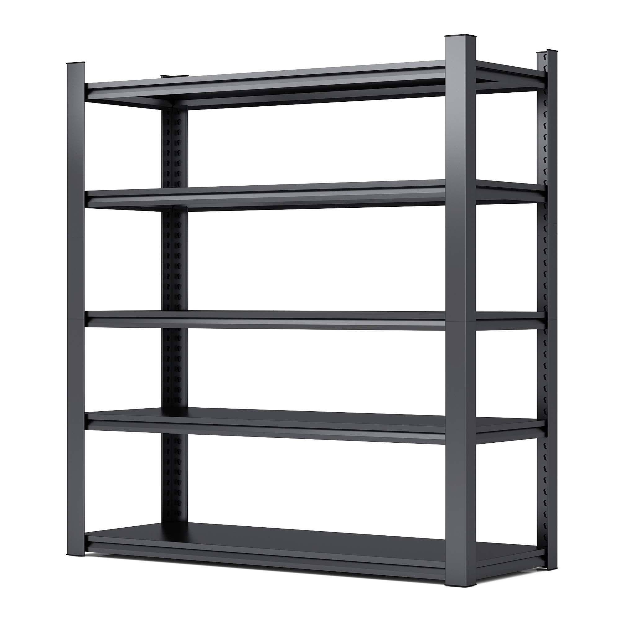Mirfee - 5-Tier Heavy Duty Shelving Unit, 72"H Metal Rack, 2000 lb Capacity - Black+ Gray