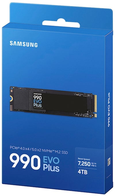 Samsung 990 EVO PLUS SSD 4TB, PCIe Gen 4x4 | 5x2 M.2 2280, Speeds Samsung 990 EVO PLUS SSD 4TB, PCIe Gen 4x4 | 5x2 M.2 2280, Speeds