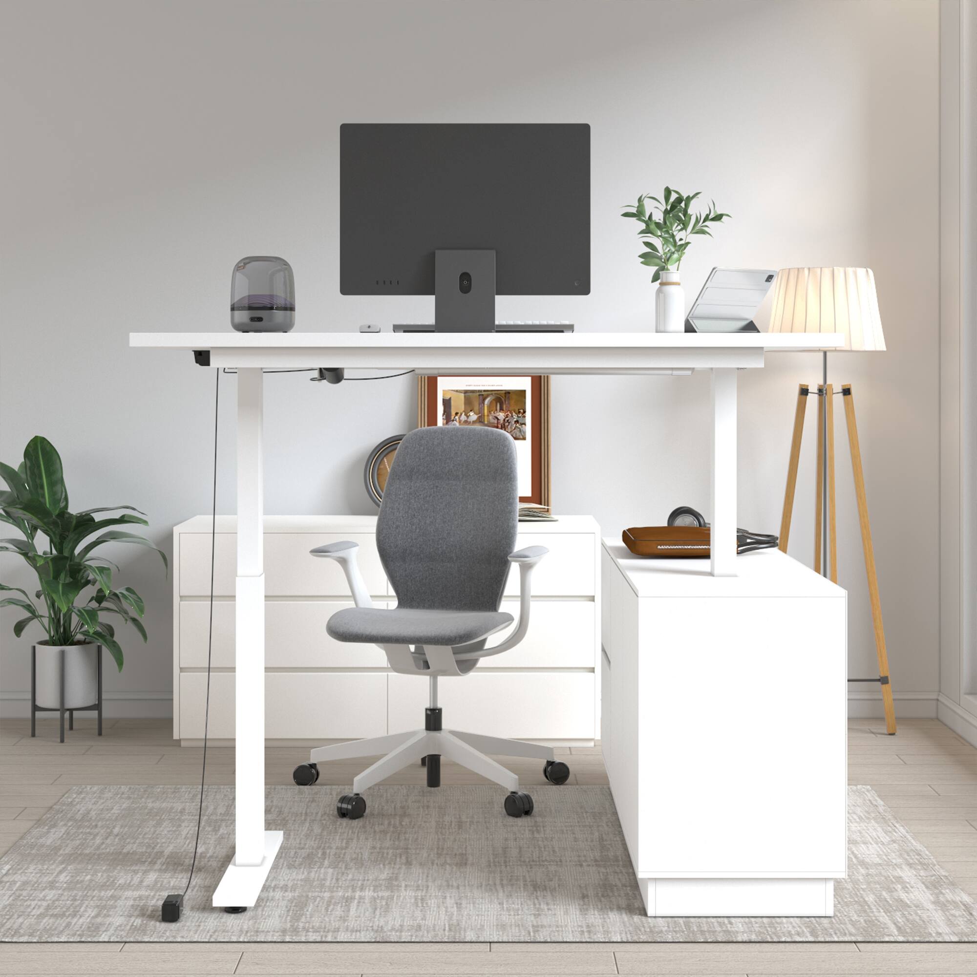 Alt View 9. Famapy - Famapy Electric Height - Adjustable Desk: Silent Slides, Smart Storage & Dual - Mode Use - White.
