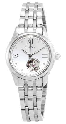 Citizen - Luna Stainless Steel Open Heart Dial Automatic PR1040-88A Women's Watch - Silver