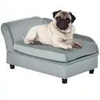 Front. Pawhut - Luxury Dog Couch with Hidden Storage, Small Dog Sofa Bed with 2" Soft Foam, Puppies & Little Breeds - Light Gray.