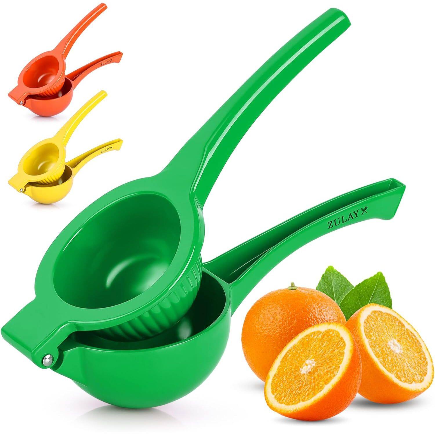 Zulay Kitchen - Premium Quality Metal Orange Squeezer, Citrus Juicer, Manual Press for Extracting the Most Juice Possible - Green