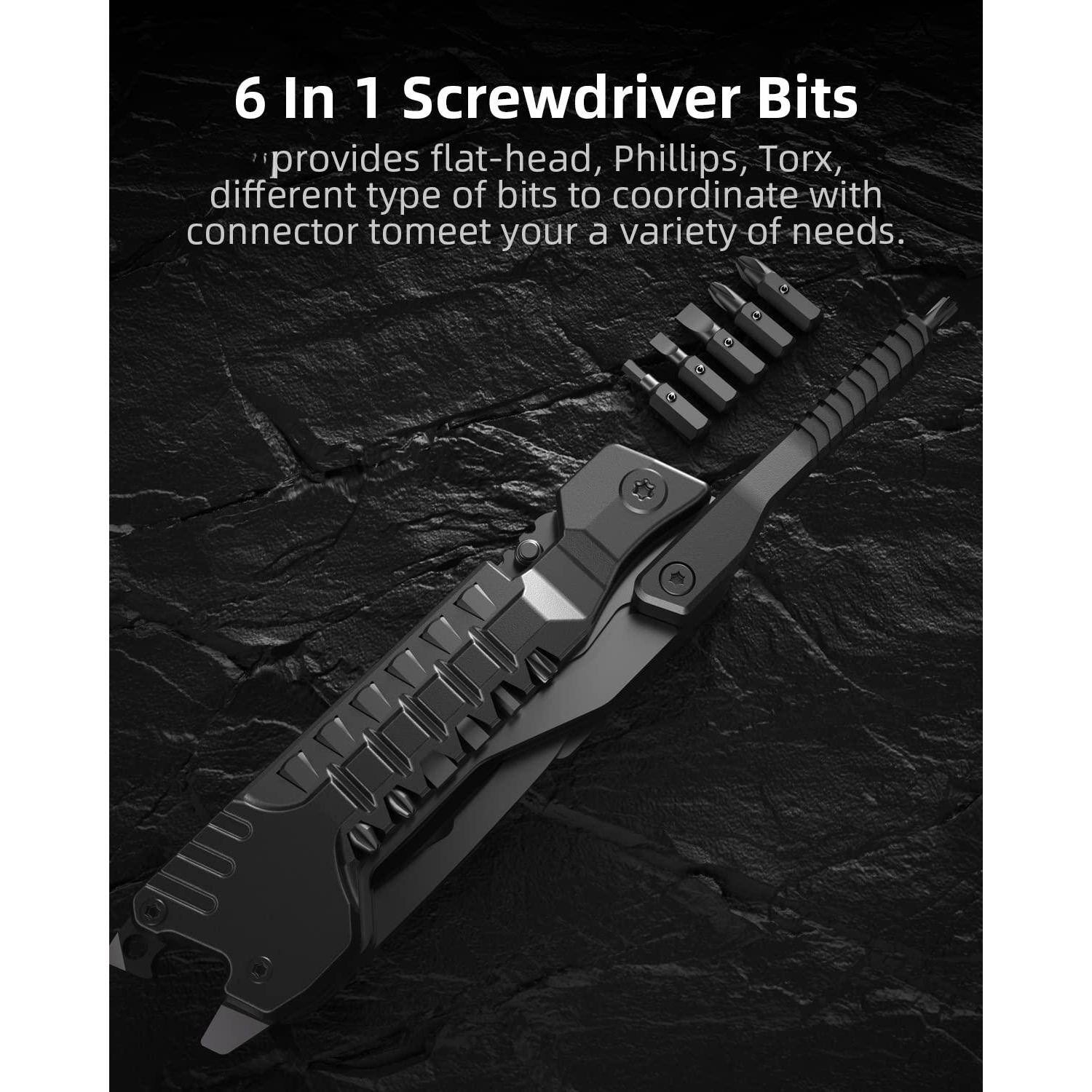 6 In 1 Screwdriver Bits  
provides flat-head, Phillips, Torx, different type of bits to coordinate with connector to meet your a variety of needs.