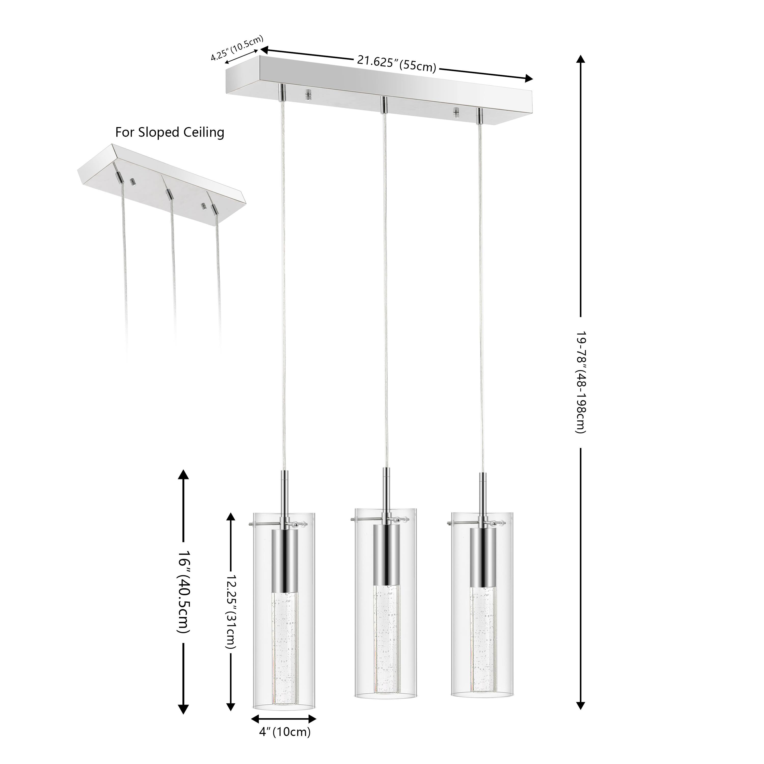 4.25" (10.5cm)  
21.625" (55cm)  
For Sloped Ceiling  
19-78" (48-198cm)  
16" (40.5cm)  
12.25" (31cm)  
4" (10cm)
