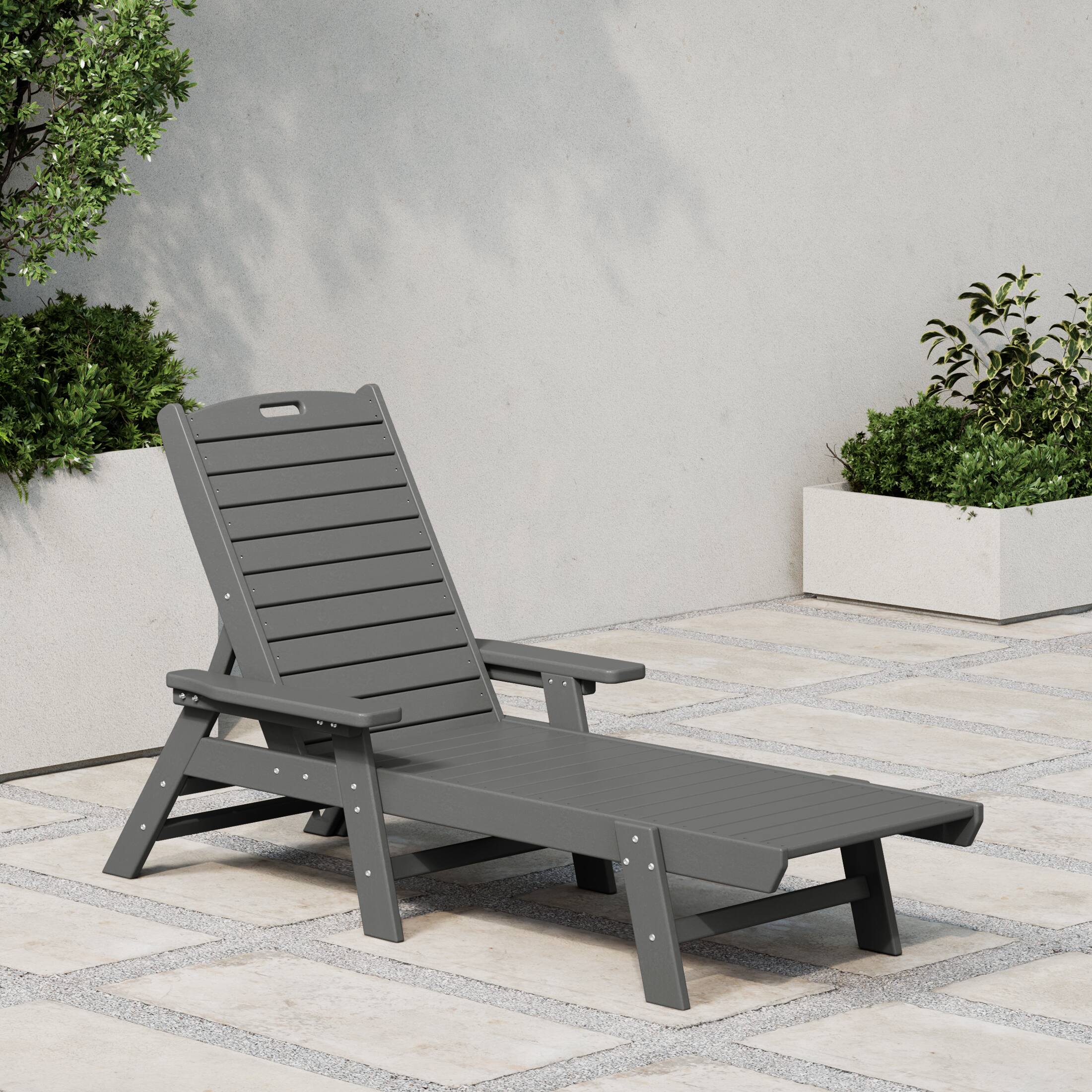 Angle. WestinTrends - WestinTrends Malibu Poly Reclining Chaise Lounge - Gray.