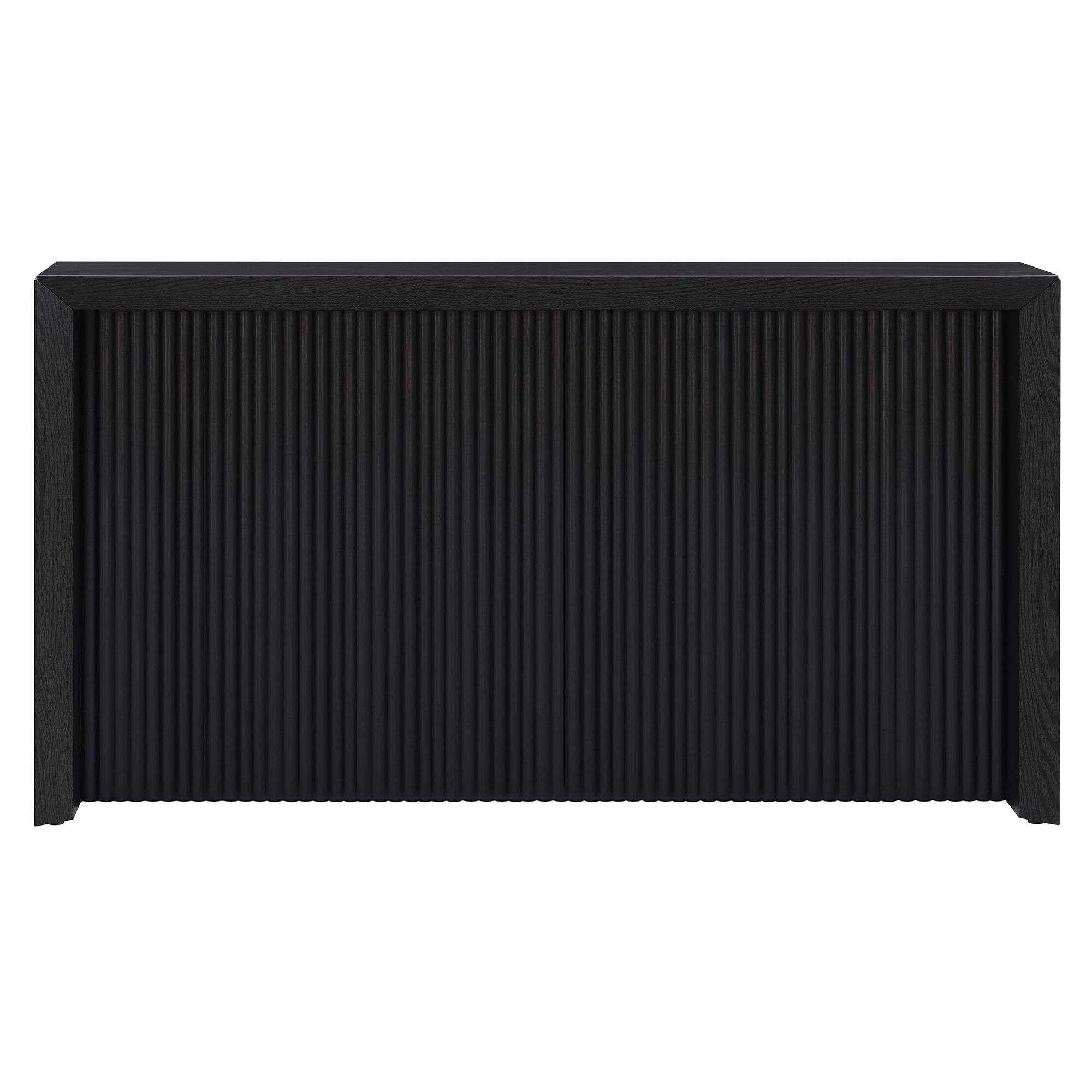 Angle. Hudson&Canal - Piedmont 56" Wide Rectangular Fluted Console Table - Black.