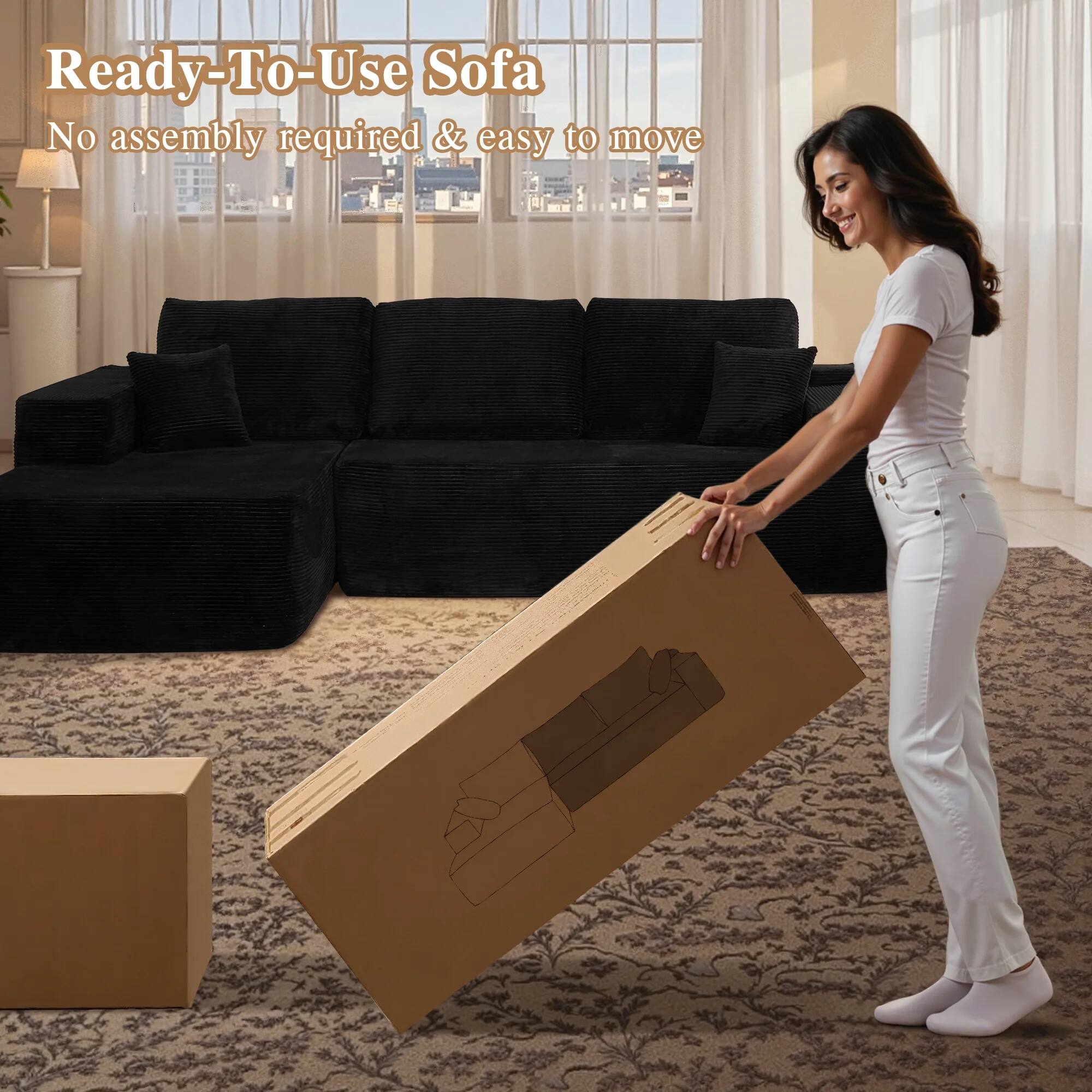 Ready-To-Use Sofa  
No assembly required & easy to move