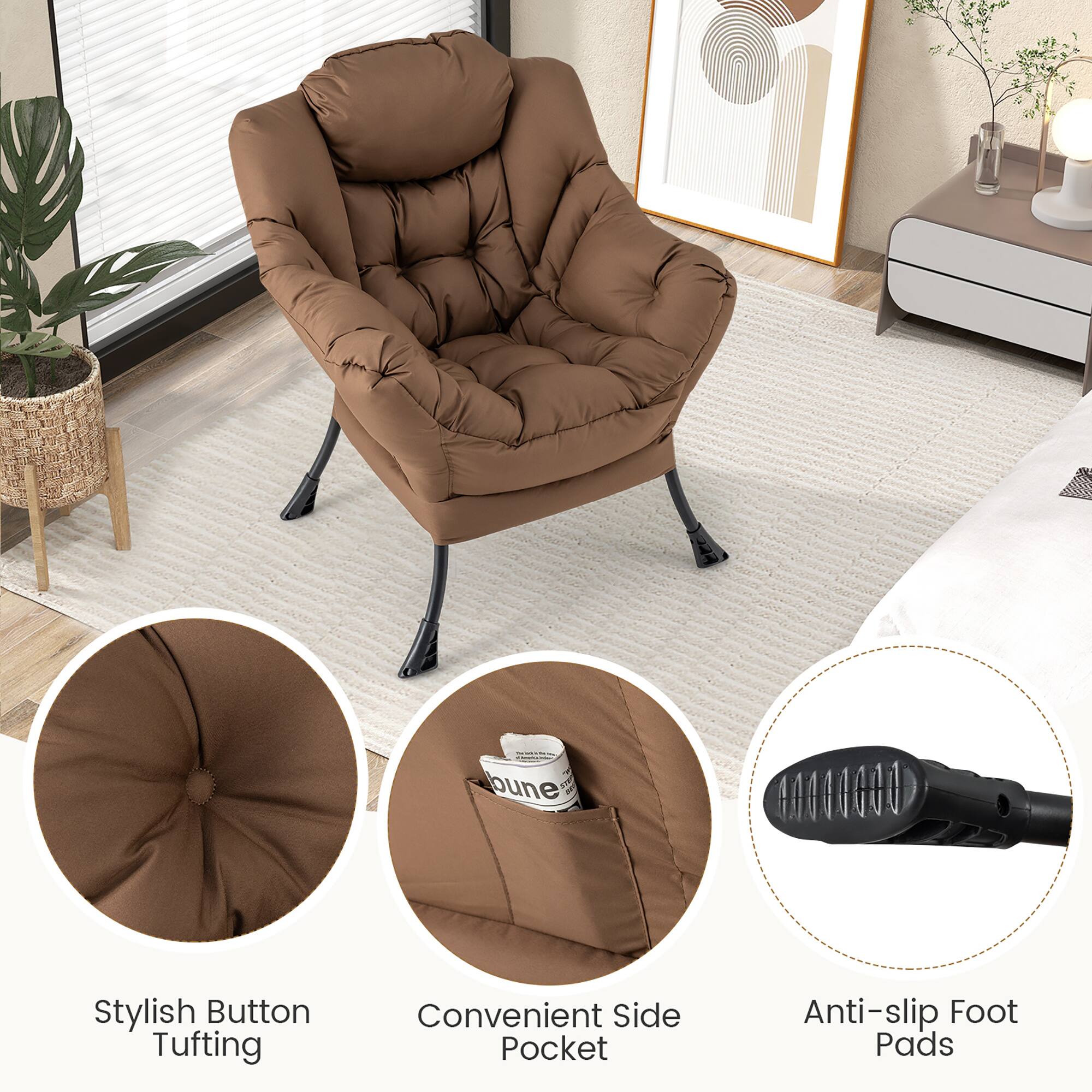 - Stylish Button Tufting
- Convenient Side Pocket
- Anti-slip Foot Pads