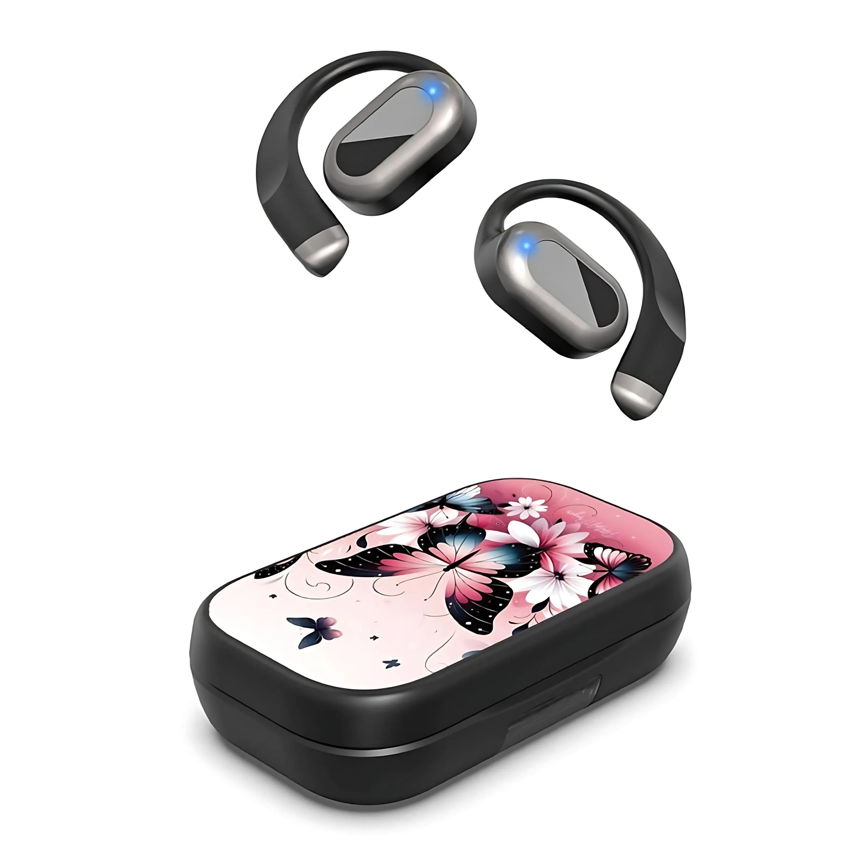 Kitcheniva - Sweat Resistant Open-Ear Bluetooth Earbuds Lightweight - Black Butterfly