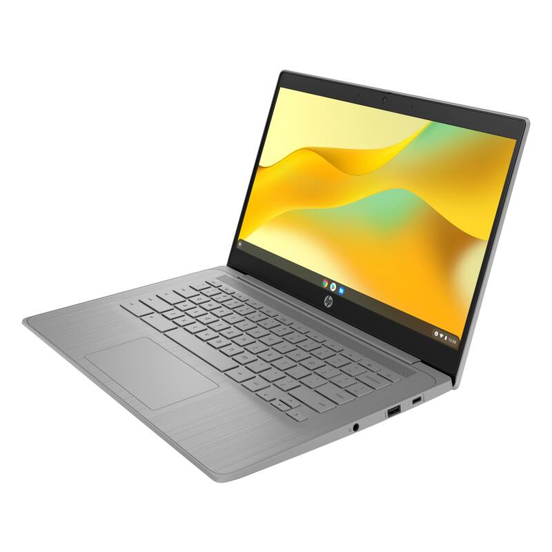Alt View 1. HP - HP Chromebook 14" HD Laptop,Intel Celeron N4500,4GB LPDDR4,64GB eMMC,UHD Graphics,Chrome OS,Gray - Gray.