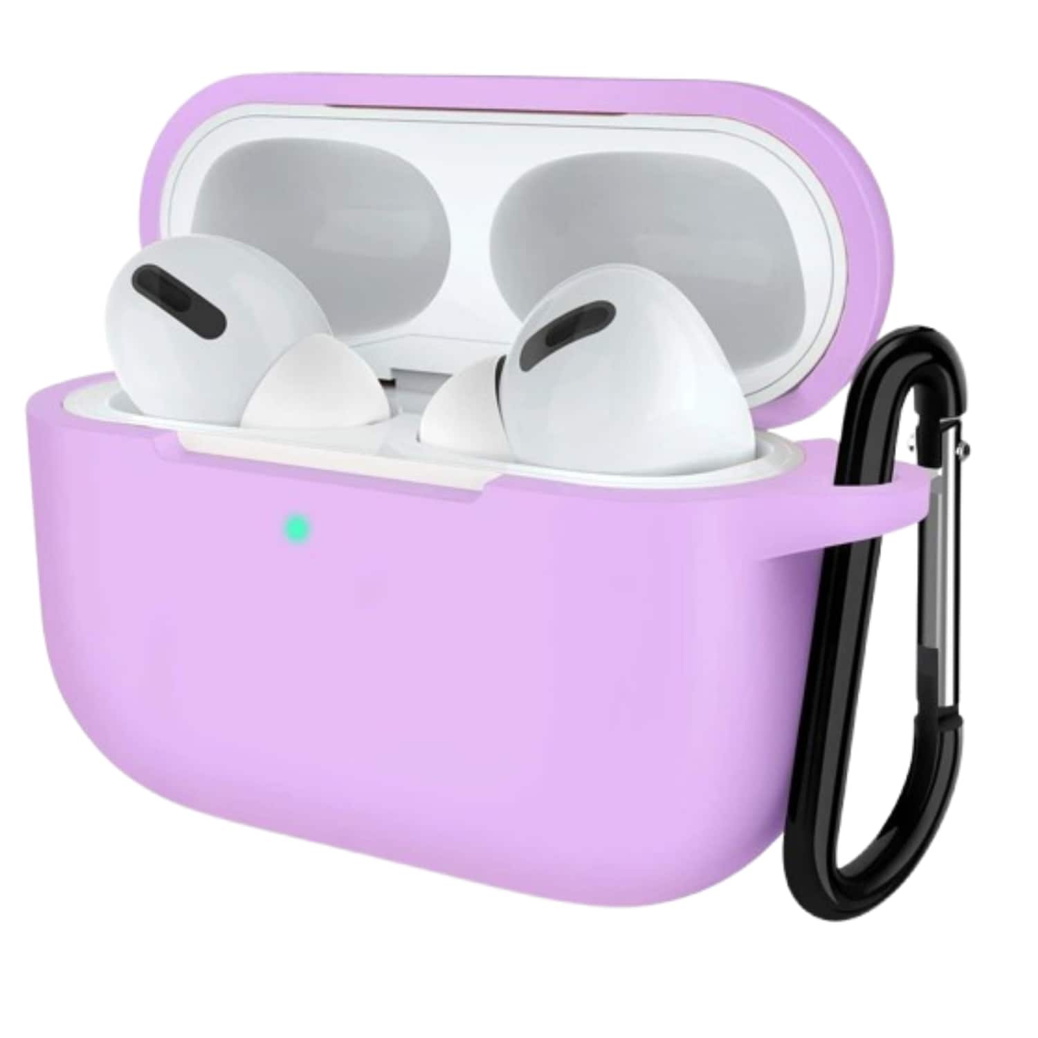 Front. Stock Preferred - Silicone Protective Case Shockproof Cover for AirPods Pro with Keychain Light Purple - Light Purple.