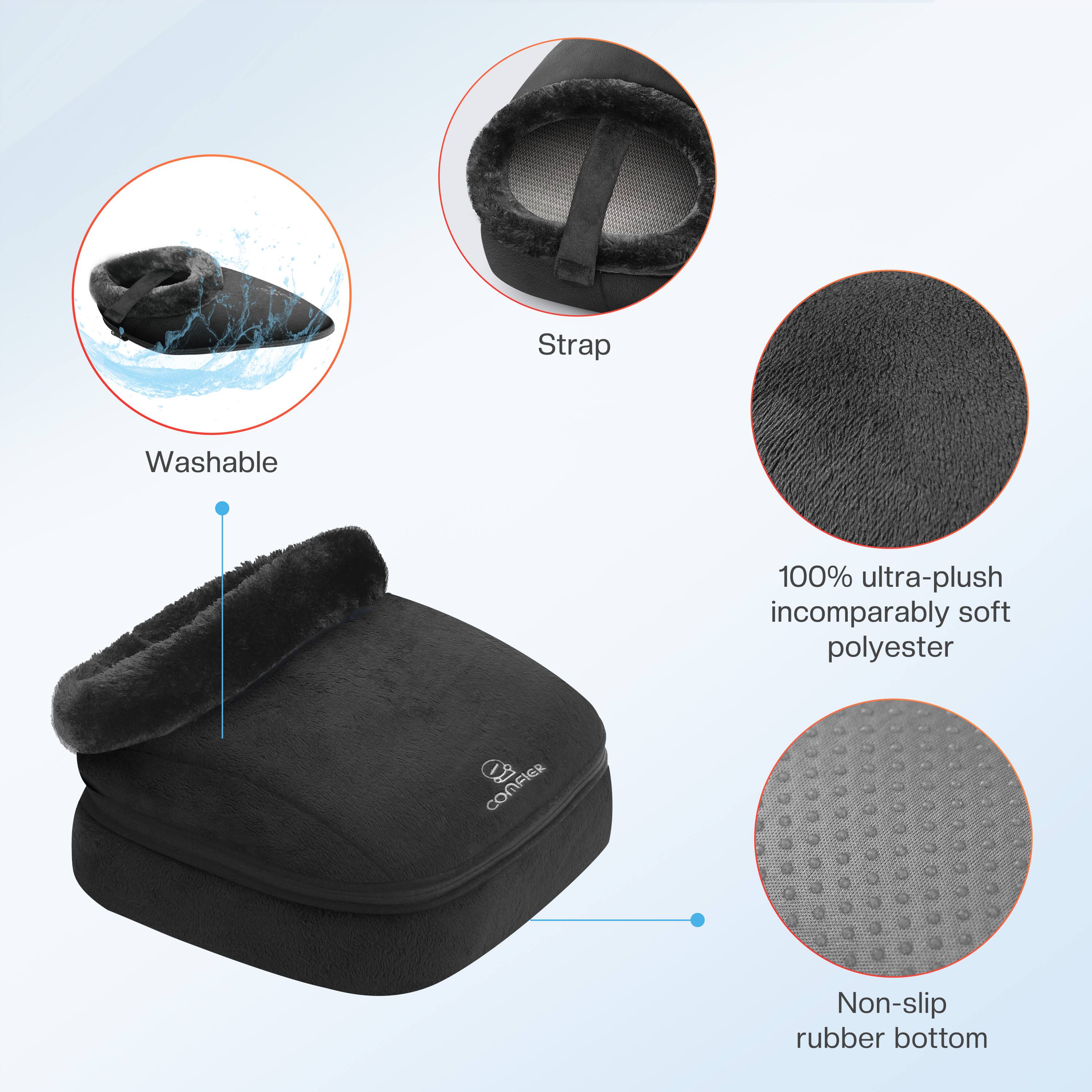 - Strap
- Washable
- 100% ultra-plush incomparably soft polyester
- COMFIER
- Non-slip rubber bottom