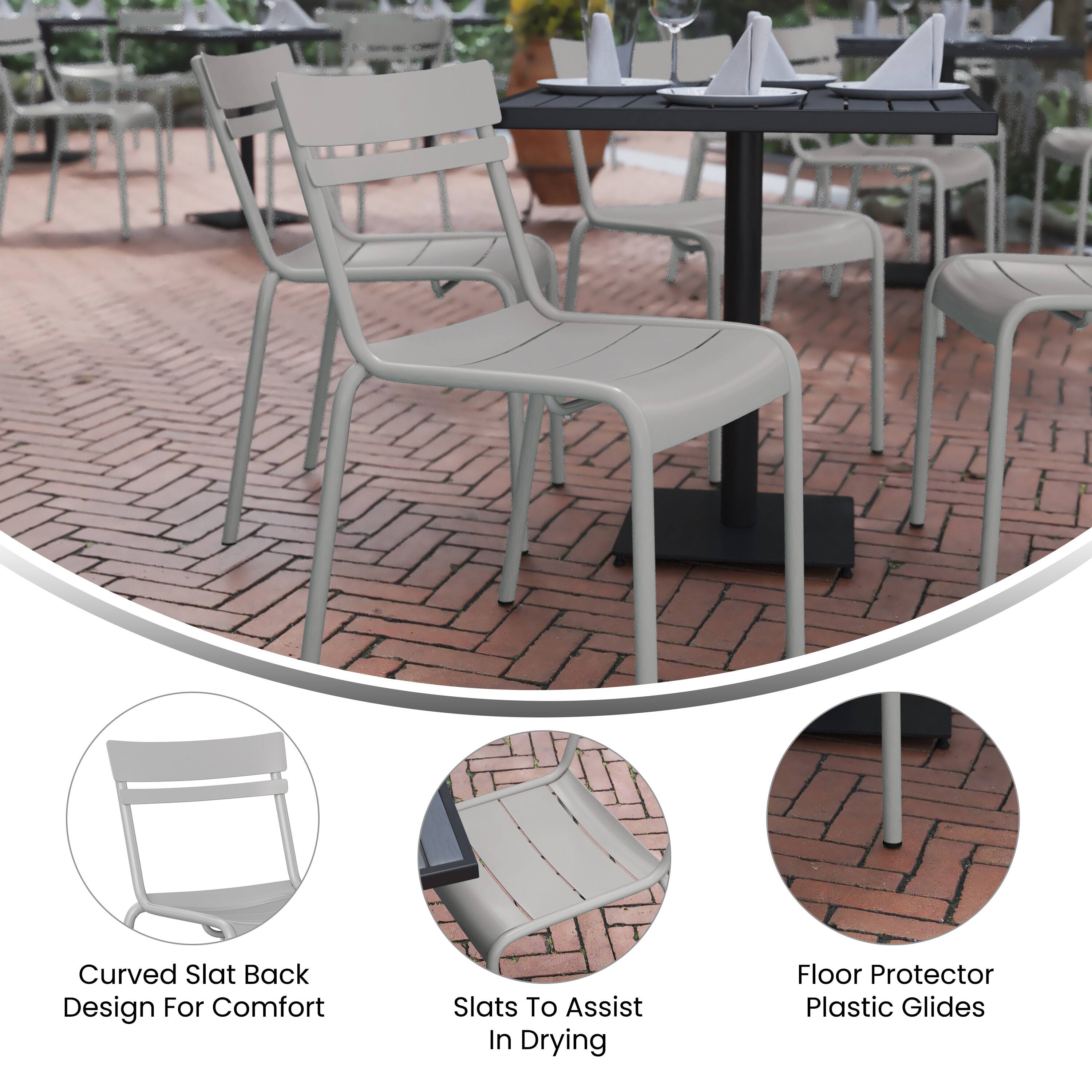 Curved Slat Back Design For Comfort  
Slats To Assist In Drying  
Floor Protector Plastic Glides