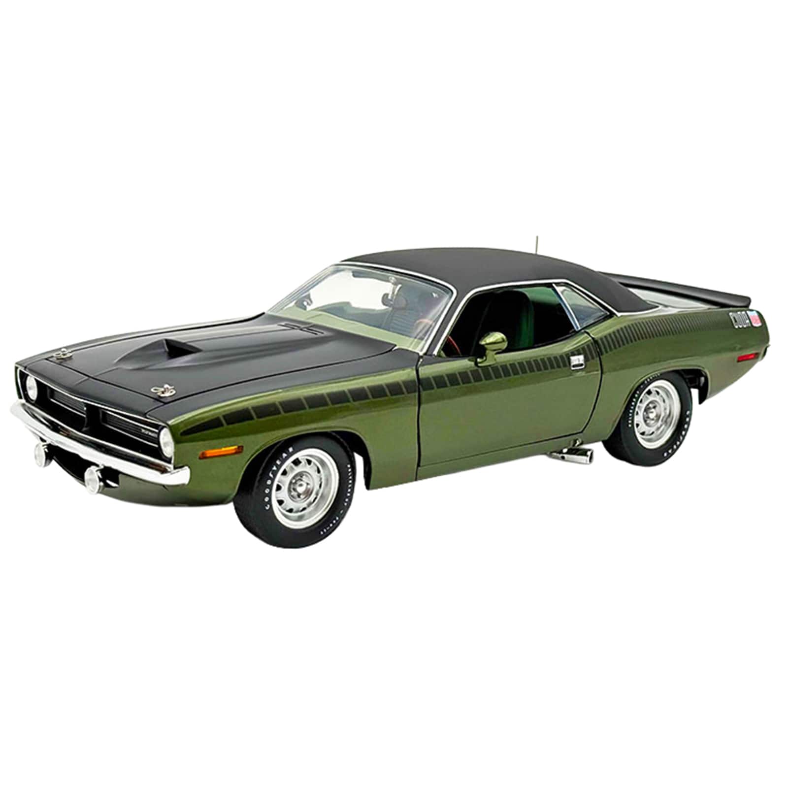 1970 Plymouth AAR Cuda Ivy Green Metallic with Black and Black Vinyl Top w/Green Interior 1/18 Diecast Model Car by ACME price history on PriceWatchPro