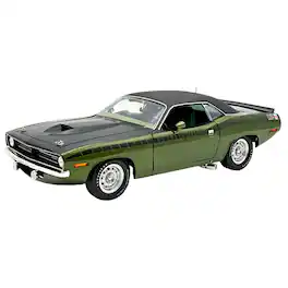 1970 Plymouth AAR Cuda Ivy Green Metallic with Black and Black Vinyl Top w/Green Interior 1/18 Diecast Model Car by ACME