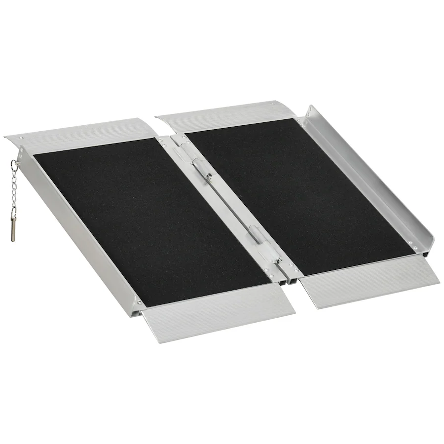Homcom 2' Skidproof Portable Wheelchair Ramp for Home, Steps, Doorways ...