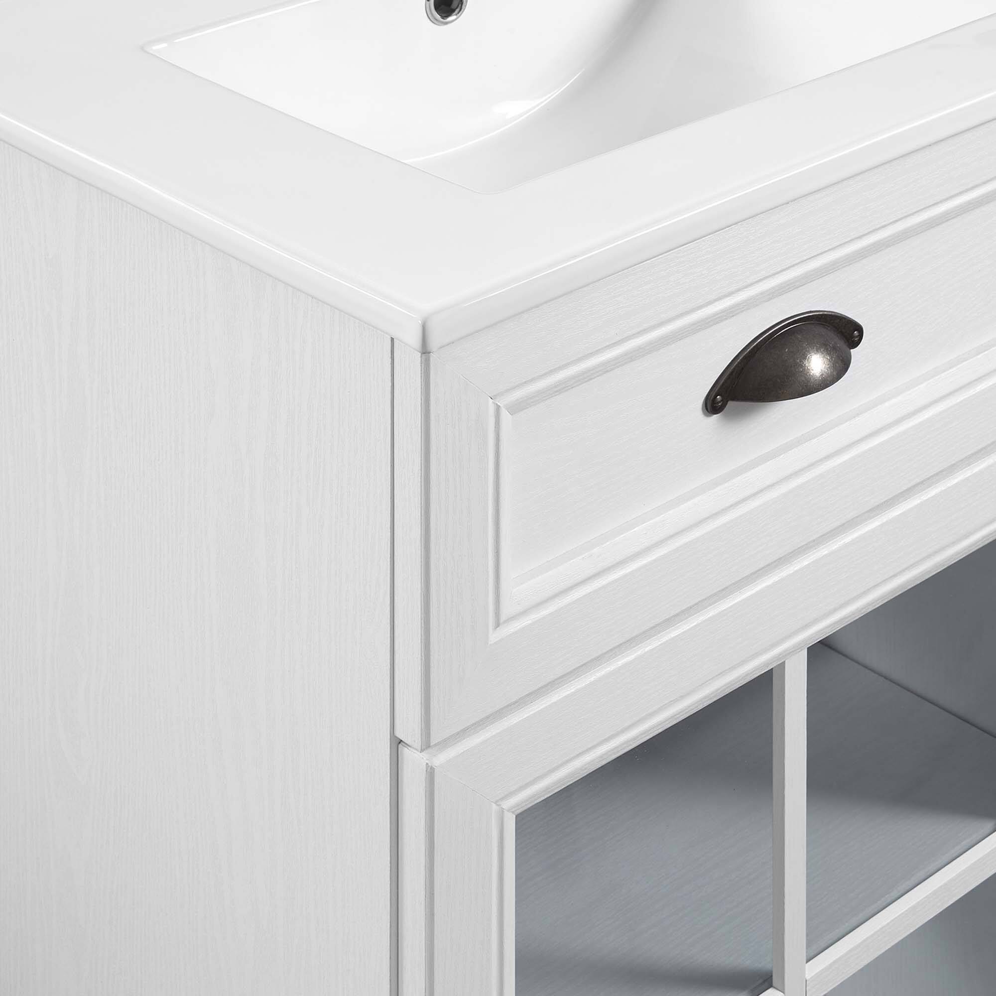 Alt View 6. Modway - Isle Bathroom Vanity Basin Included - White White.