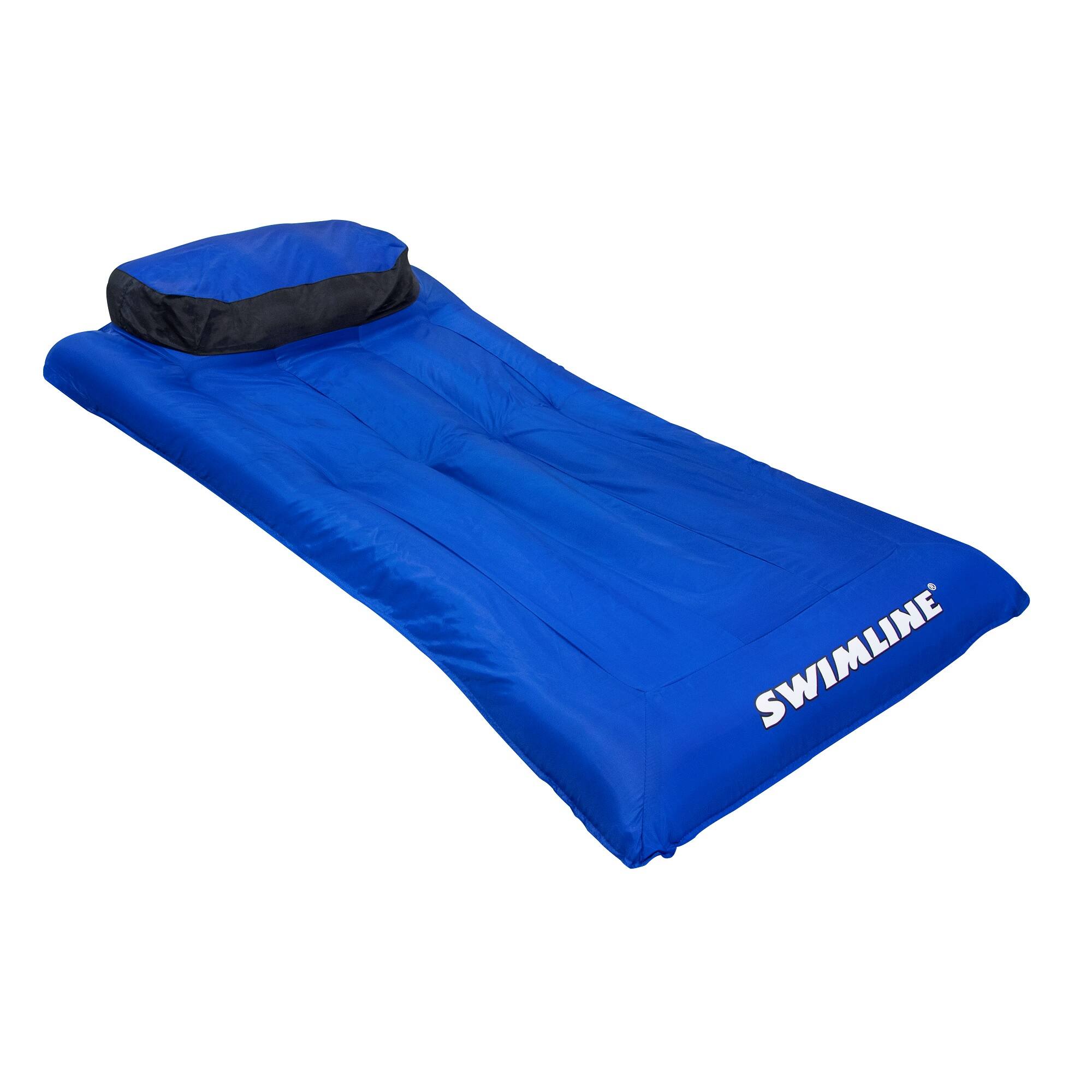 Front. Swim Central - 78" Inflatable Blue and Black Ultimate Mattress Swimming Pool Lounger - Blue.