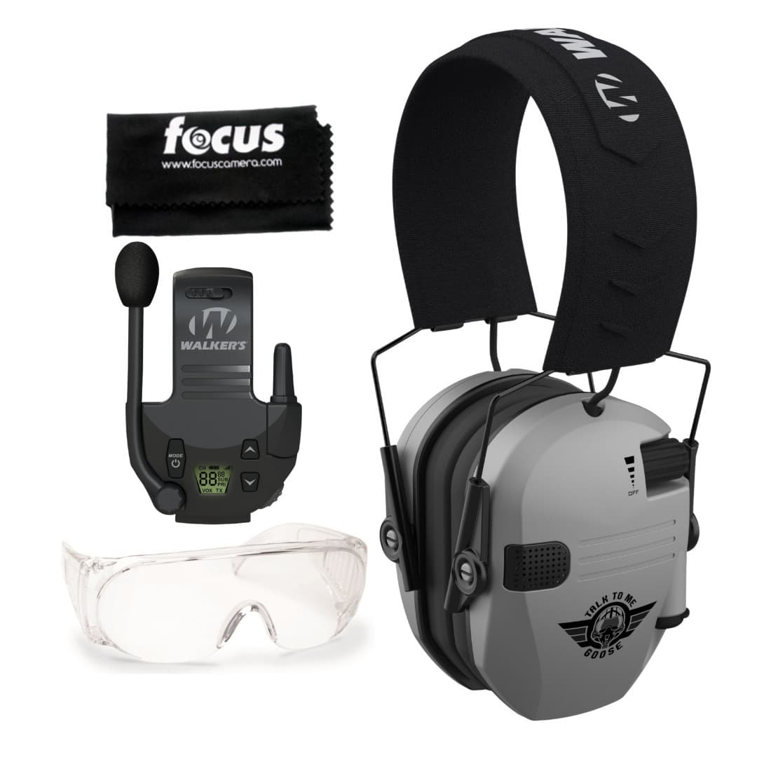 Walker’s - Walkers Razor Walkie Talkie Bundle with Ear Muffs and Accessories - Black
